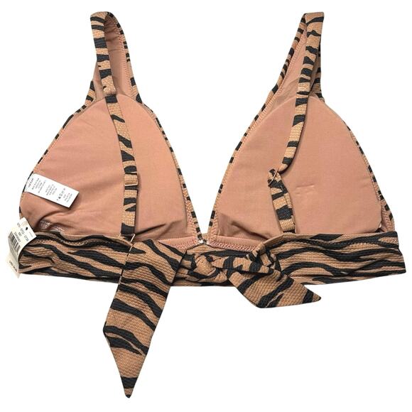 NWT Aerie Tiger Stripe Textured V-Neck Bikini Top L Large Swim - Picture 4 of 8